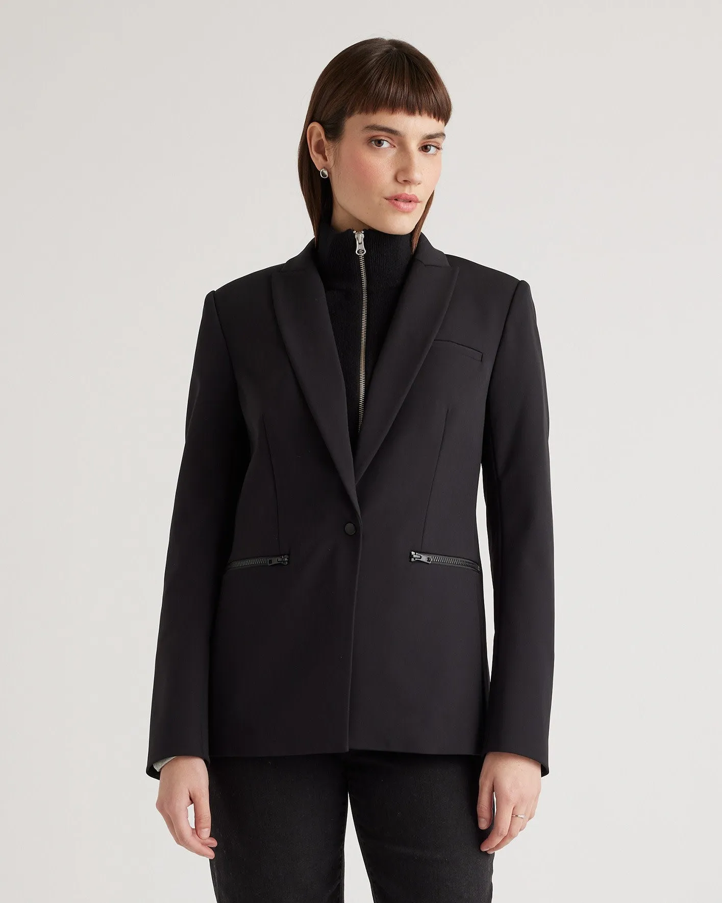 100% Mongolian Cashmere Ribbed Collar Blazer Insert