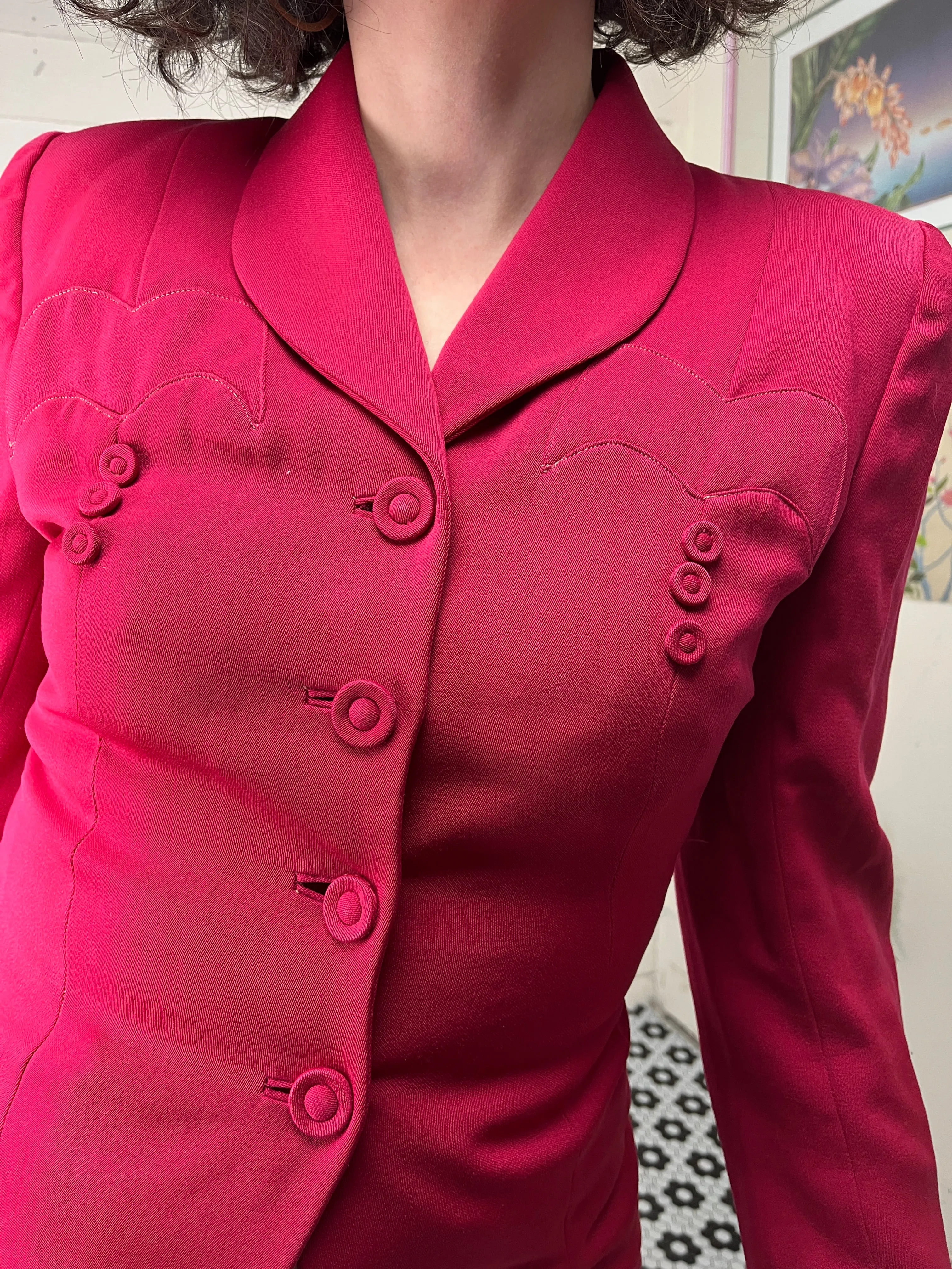 1940s RED VICTORY SUIT BLAZER UNION LABEL NATIONAL RECOVERY BOARD  - size med