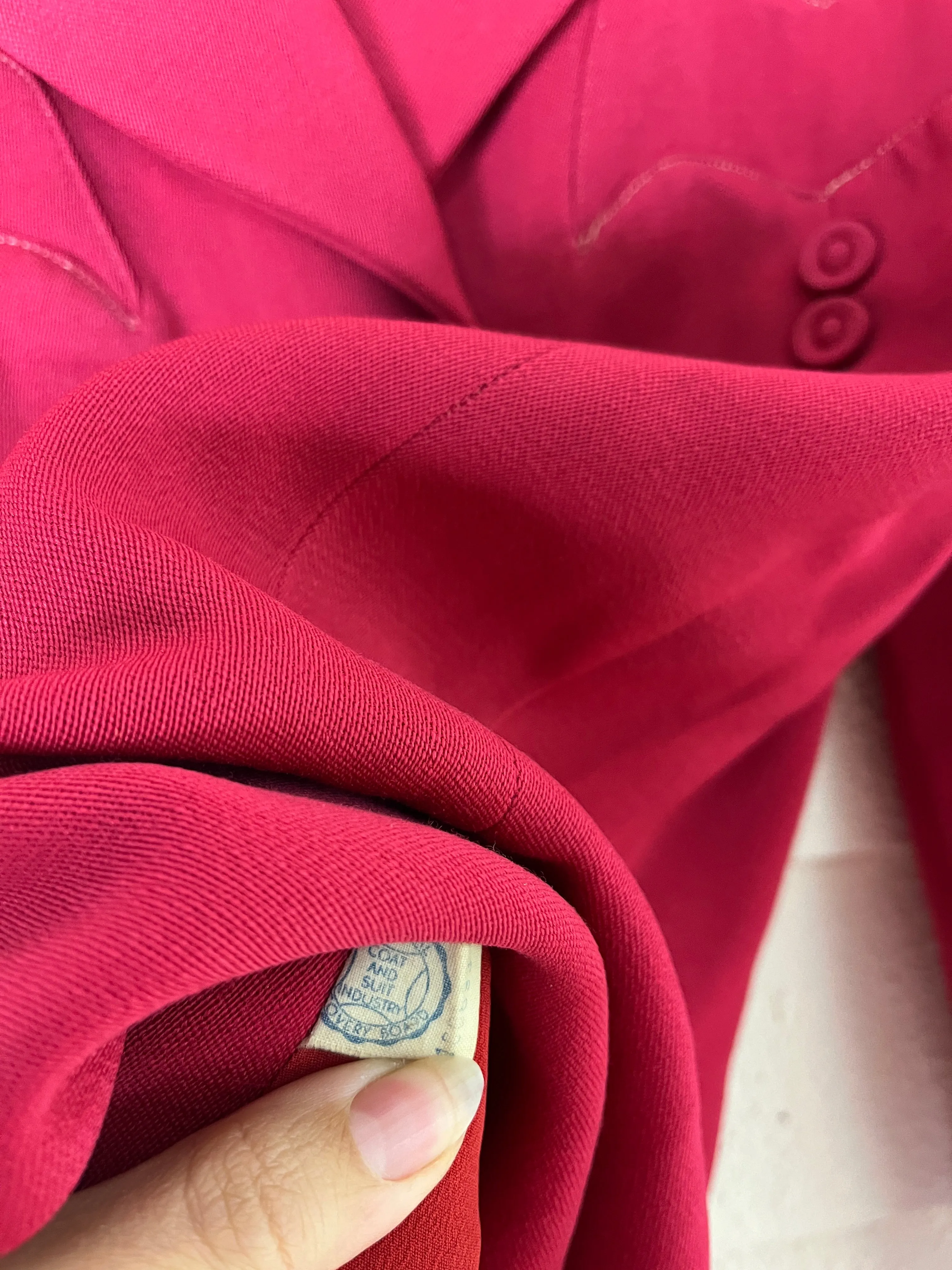 1940s RED VICTORY SUIT BLAZER UNION LABEL NATIONAL RECOVERY BOARD  - size med