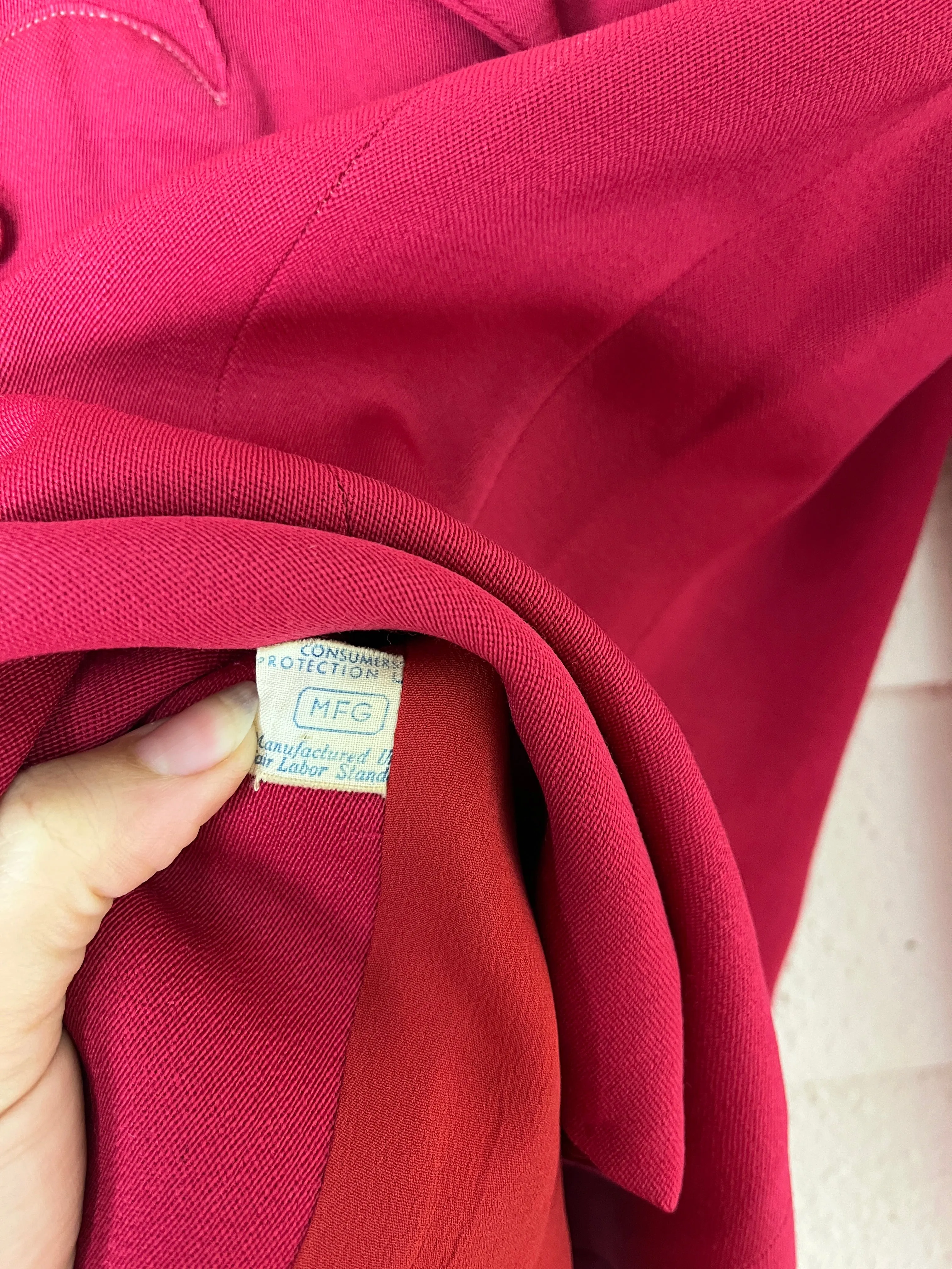 1940s RED VICTORY SUIT BLAZER UNION LABEL NATIONAL RECOVERY BOARD  - size med