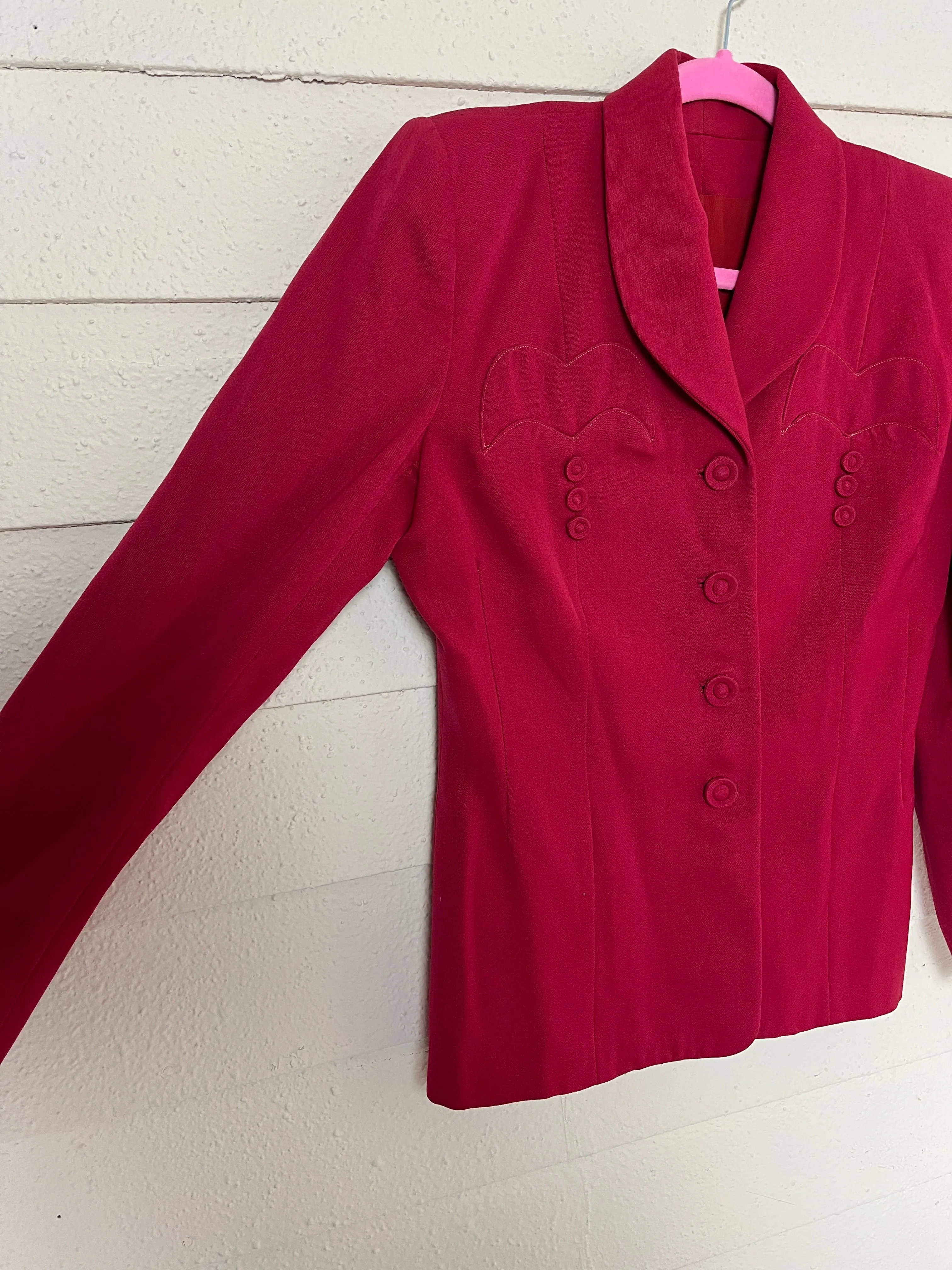 1940s RED VICTORY SUIT BLAZER UNION LABEL NATIONAL RECOVERY BOARD  - size med