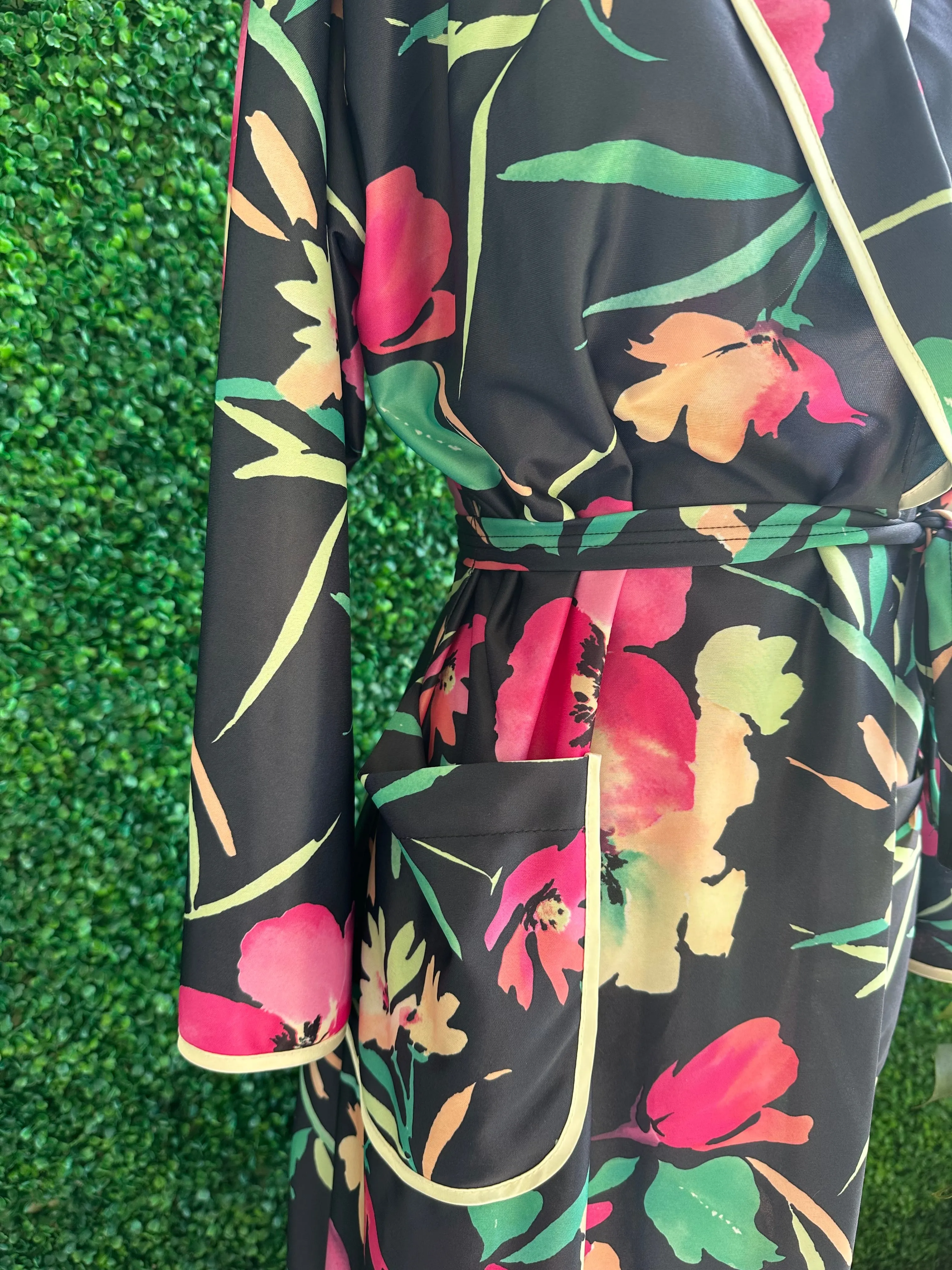 1970s Floral Kimono Dress Paris