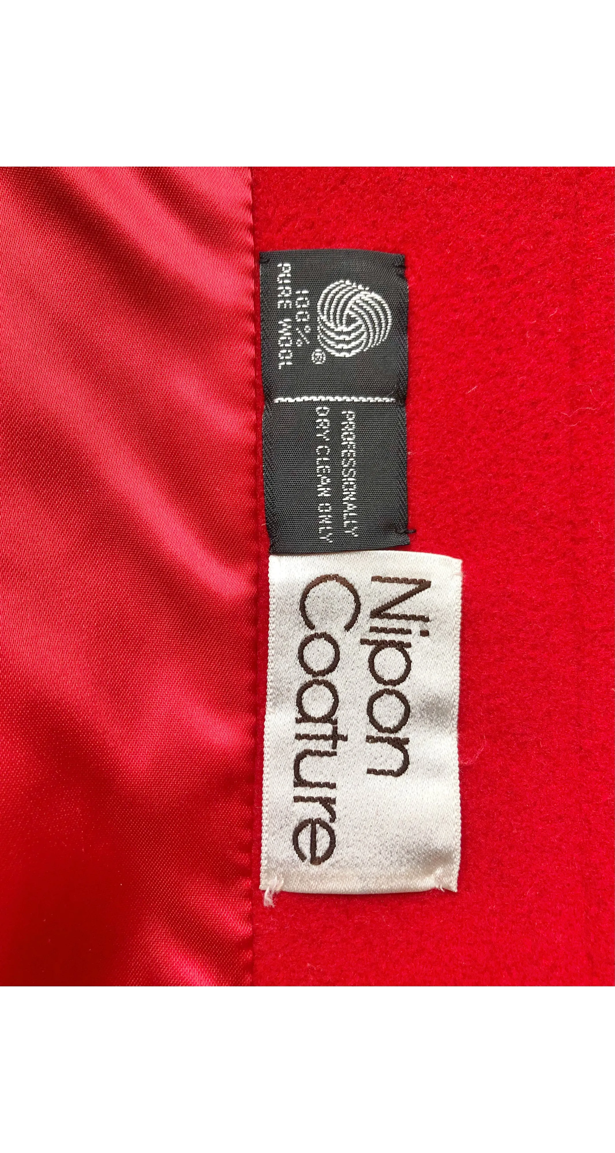 1980s Red Wool Puff Shoulder Collared Bib Coat