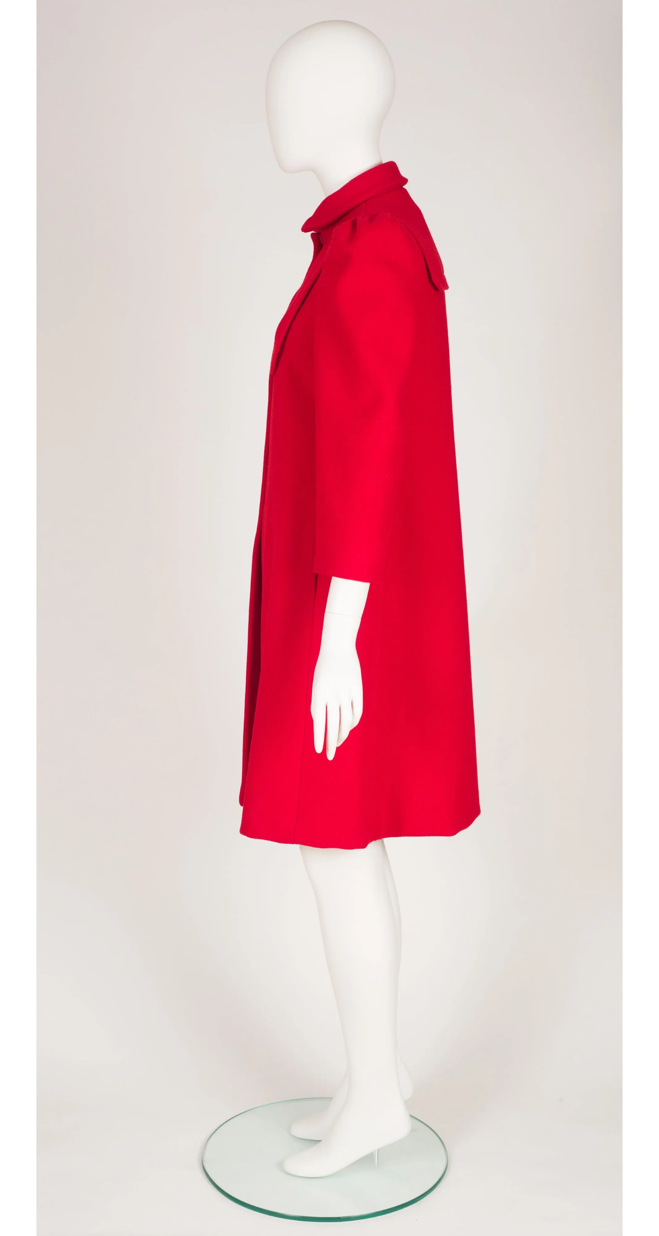 1980s Red Wool Puff Shoulder Collared Bib Coat