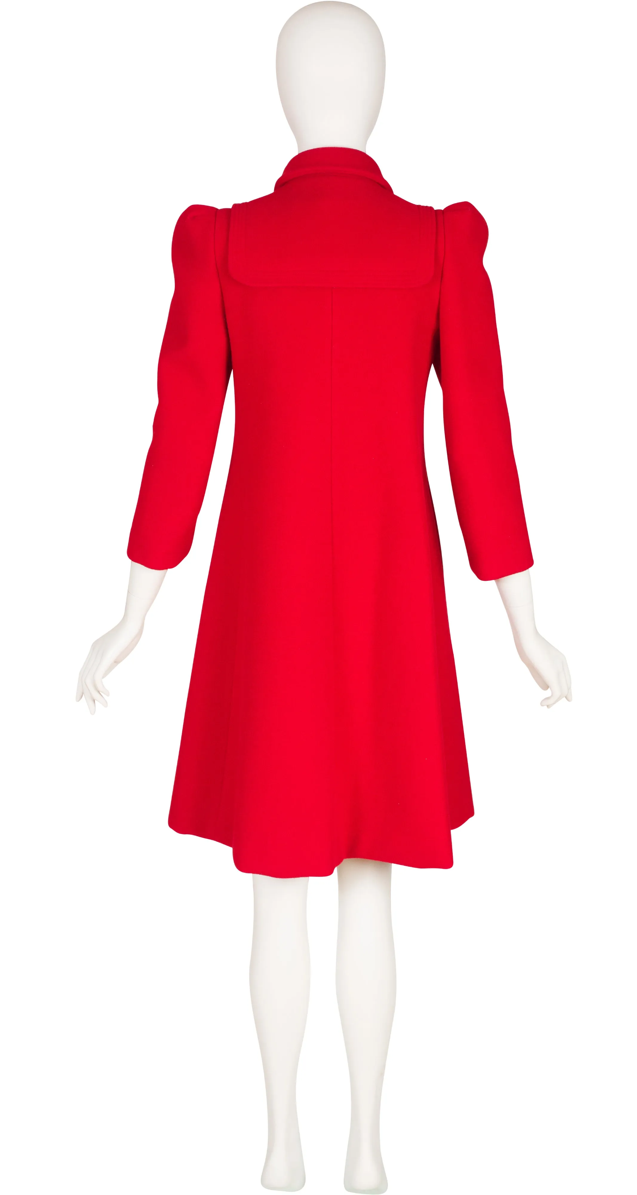 1980s Red Wool Puff Shoulder Collared Bib Coat