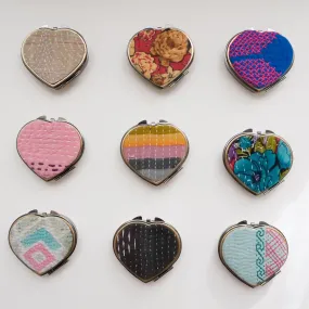 3-Day Heart Shaped Mirror Jewelry Pill Box Compact Container (15 available)