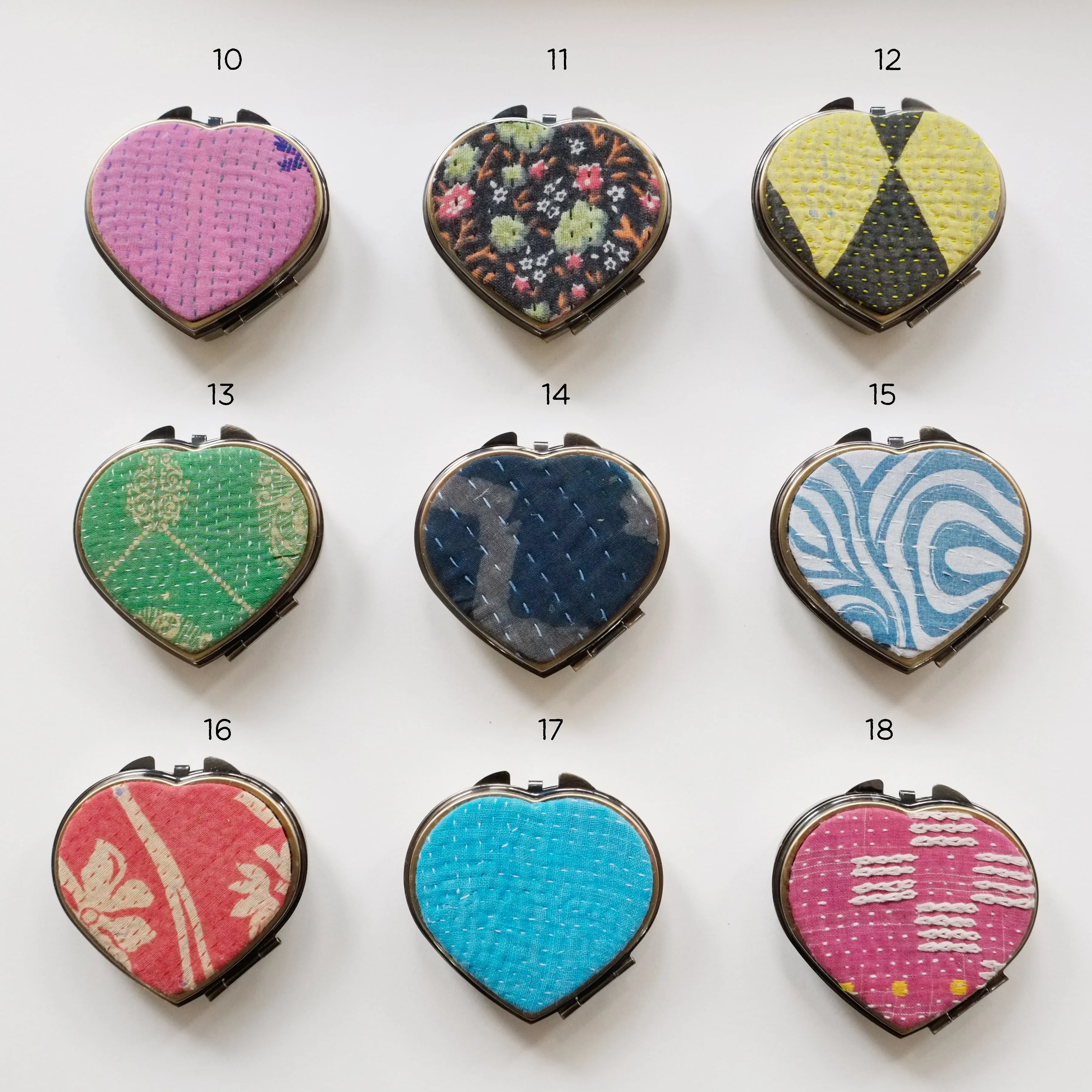 3-Day Heart Shaped Mirror Jewelry Pill Box Compact Container (15 available)