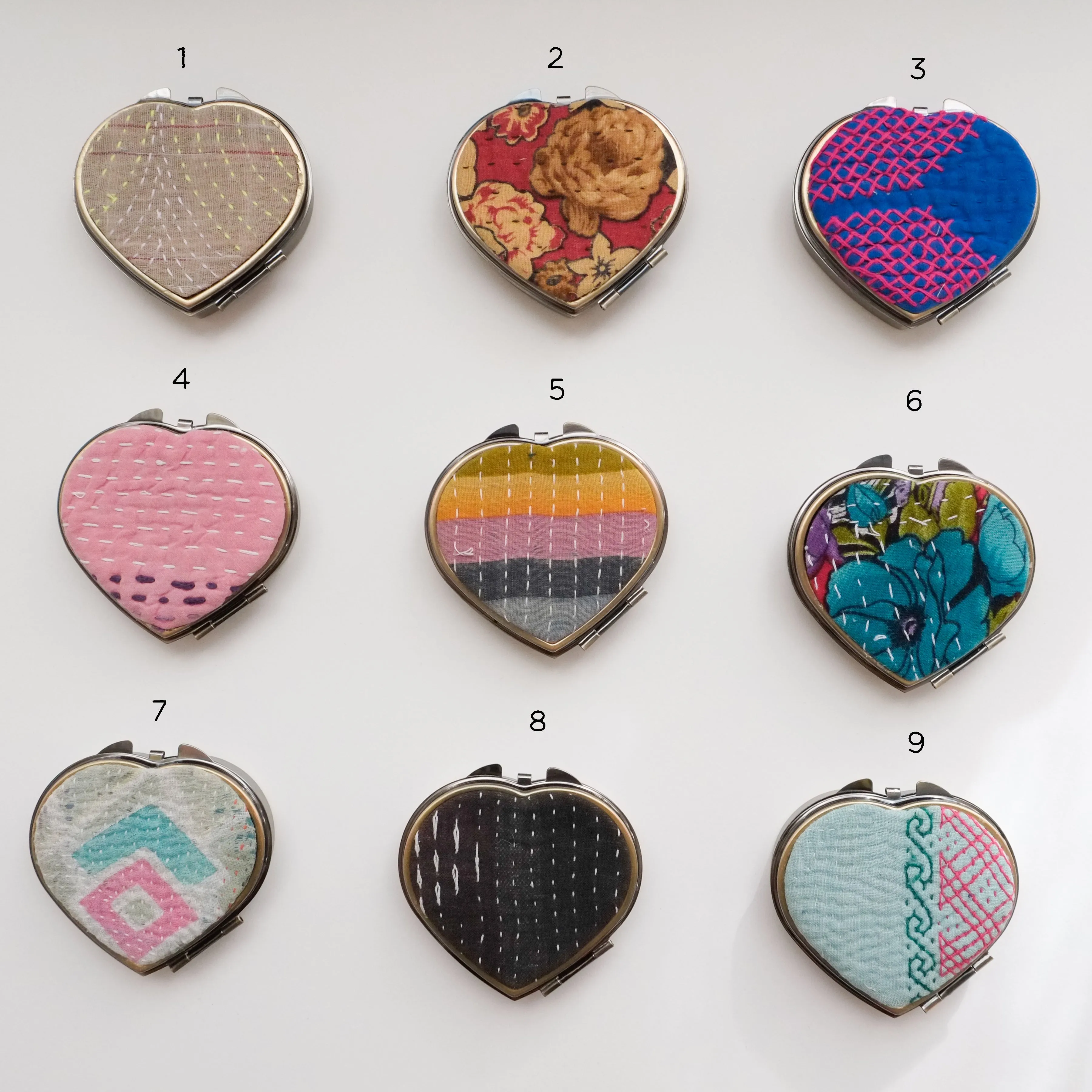 3-Day Heart Shaped Mirror Jewelry Pill Box Compact Container (15 available)