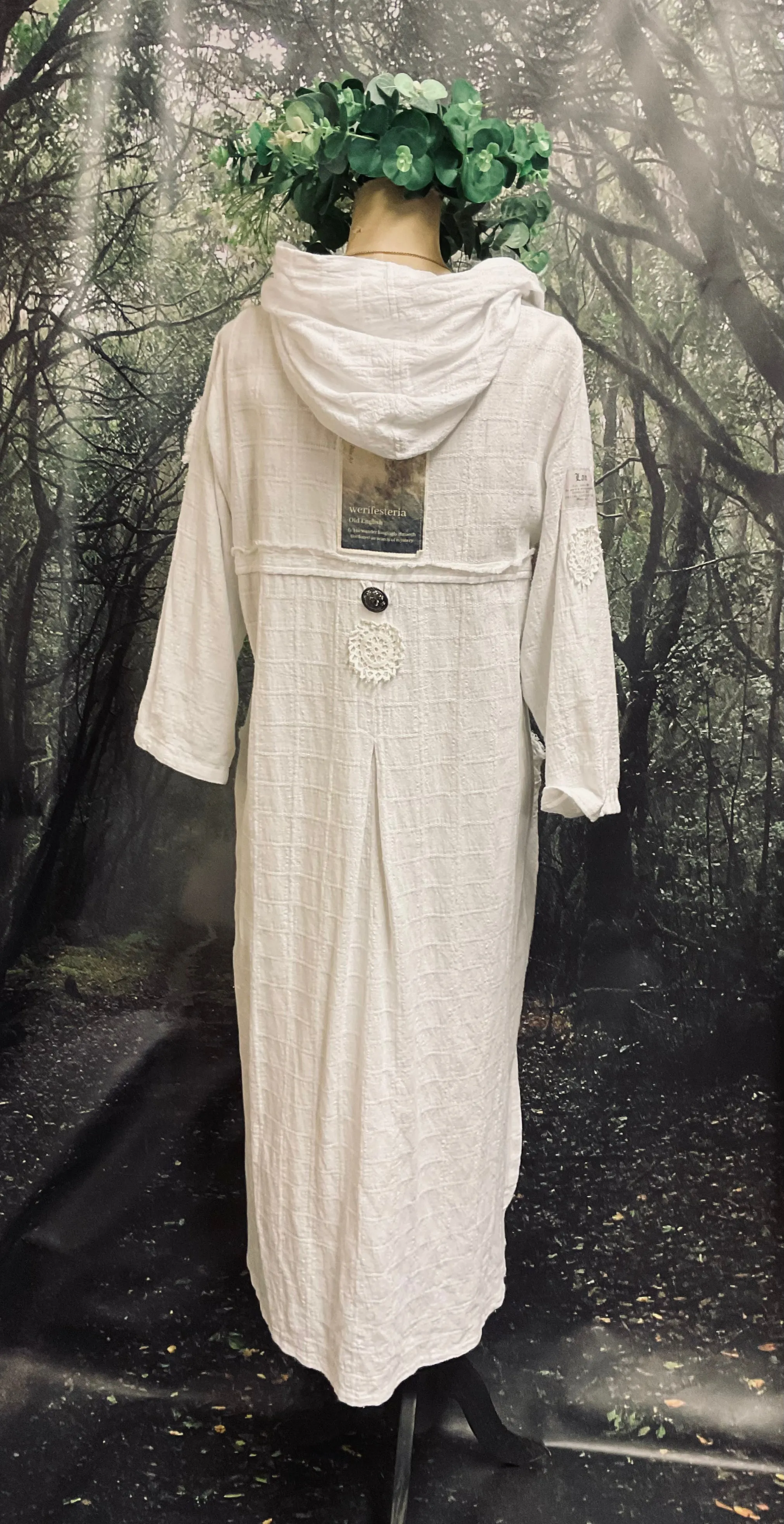 #5167 Linen check duster coat with hood