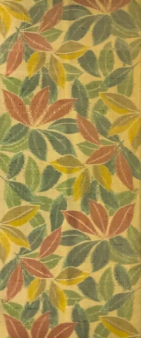 7741: 1980's Japanese Tsumugi Silk fabric 61" Piece (Arai-Hari), leaves