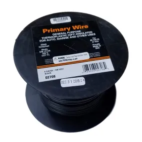 8 Gauge Stranded Black, GPT Primary Wire 19/21, 100 foot