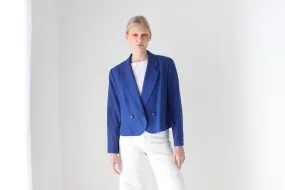 80s Pendelton USA Pure New Wool Cobalt Cropped Blazer Jacket