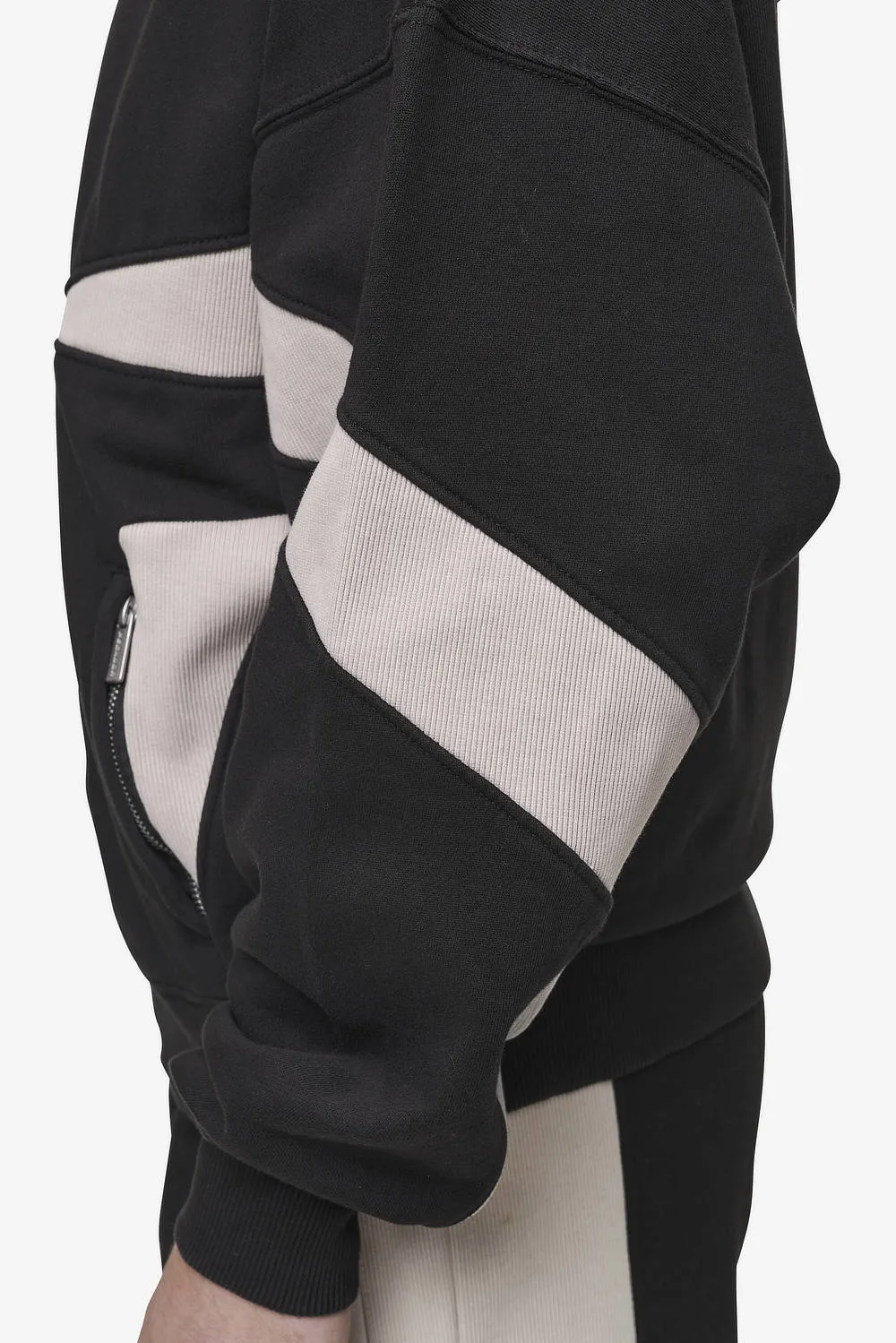 Aderno Boxy Sweat Jacket Washed Black Light Beige