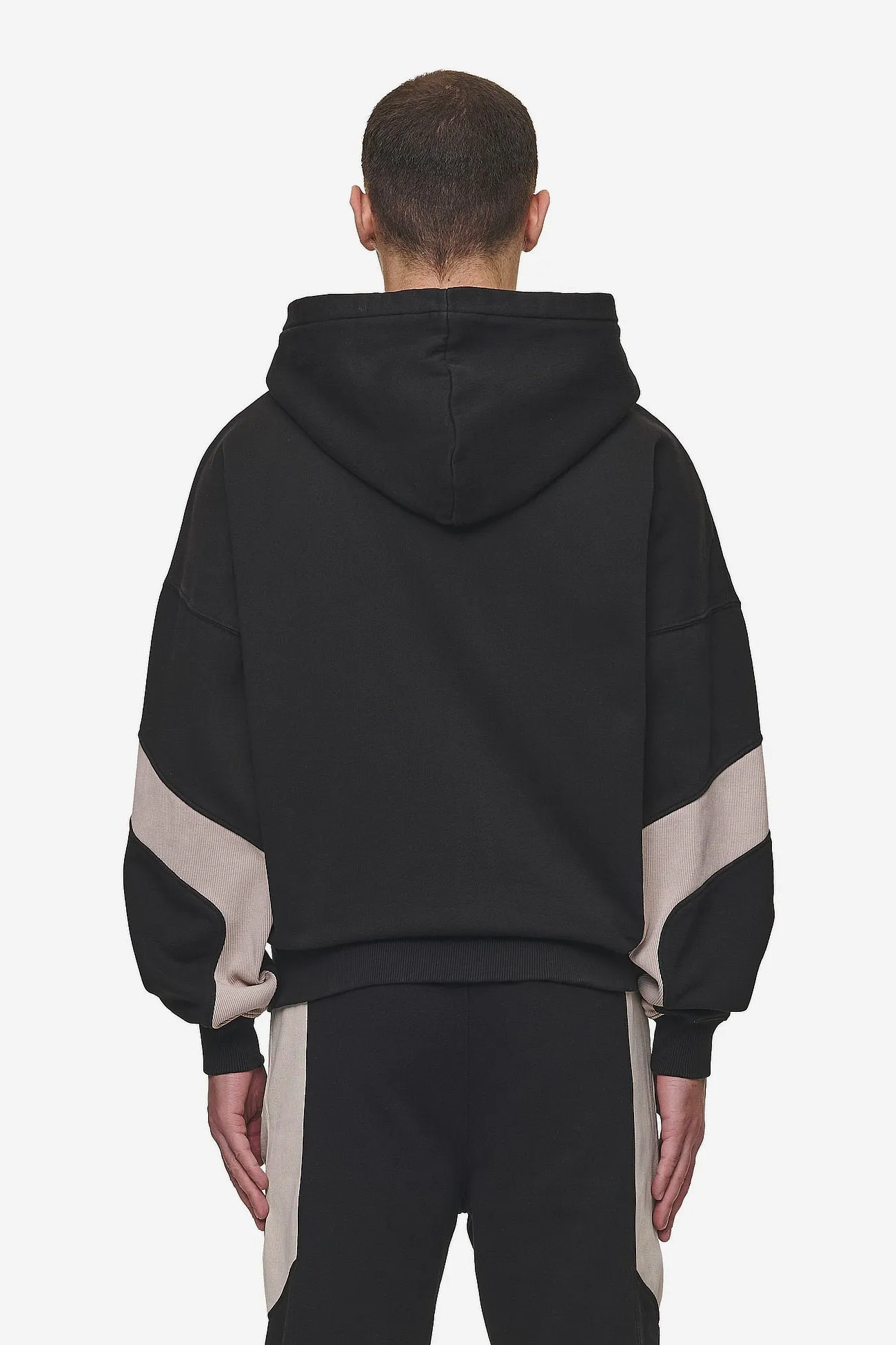 Aderno Boxy Sweat Jacket Washed Black Light Beige