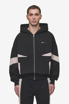Aderno Boxy Sweat Jacket Washed Black Light Beige