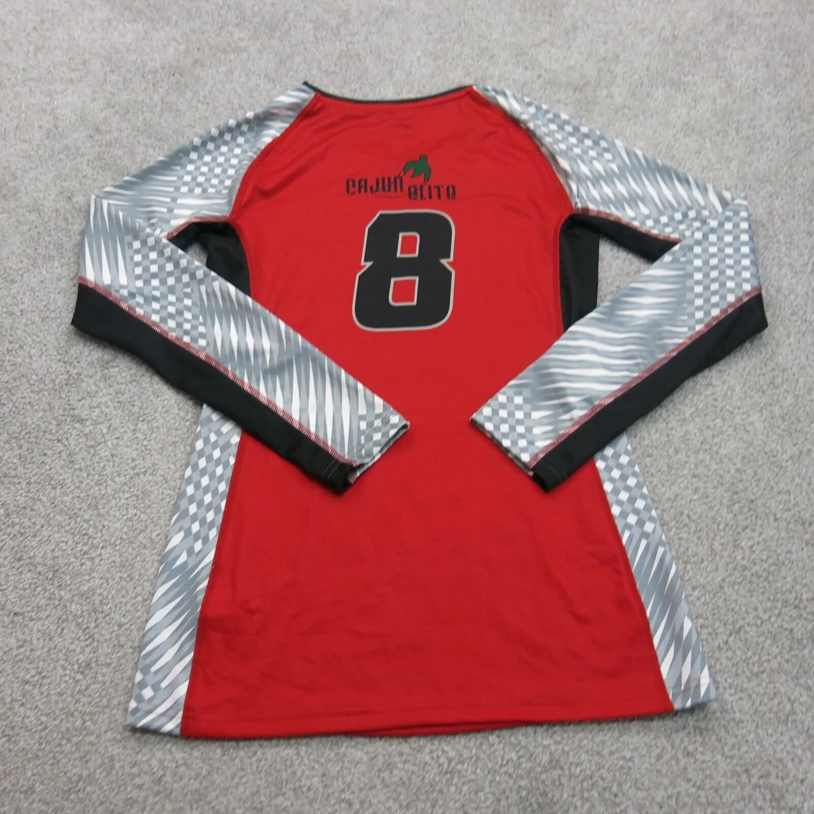 Adidas Women Sports T Shirt Top Long Sleeves Round Neck Cajun Elite #8 Red SZ S