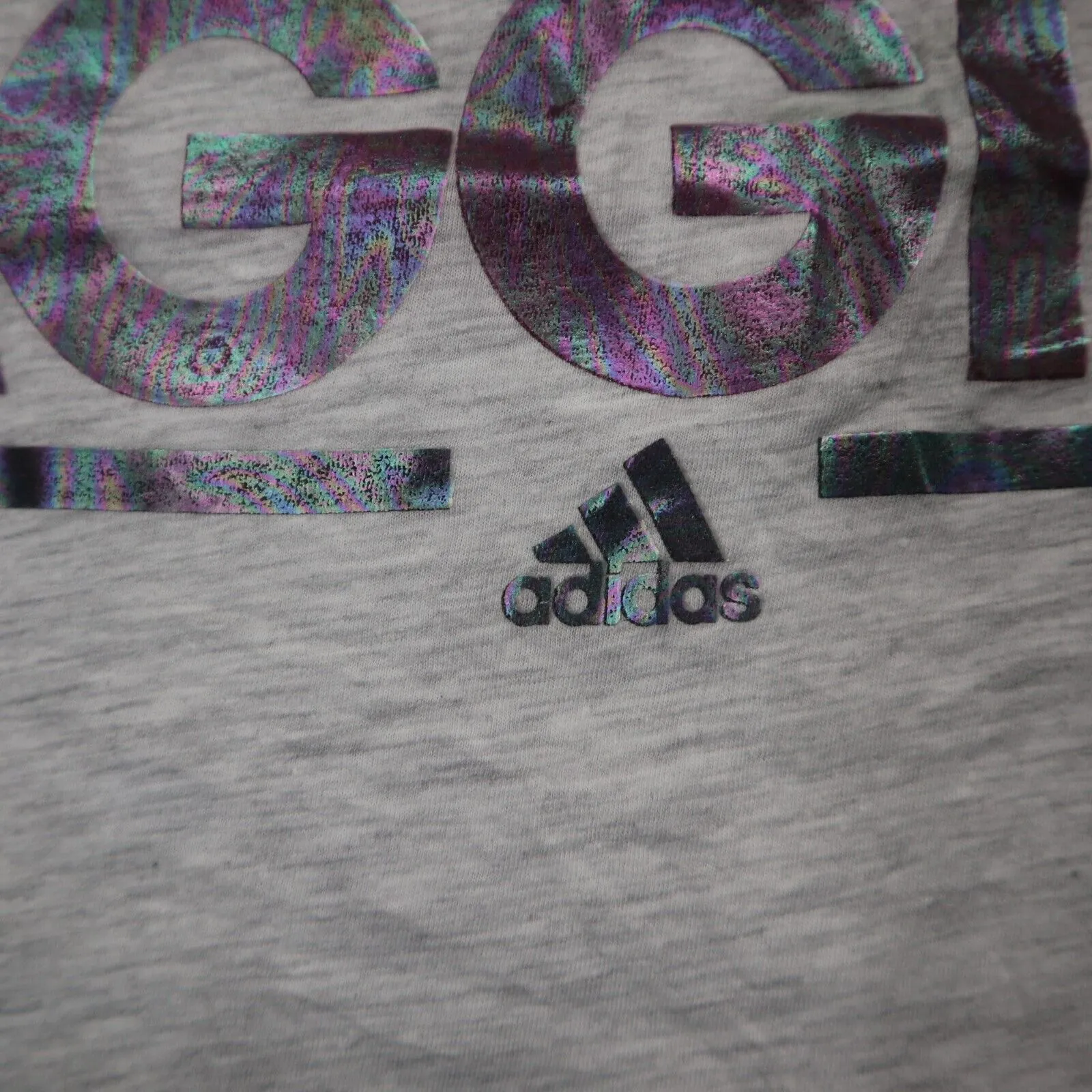 Adidas Womens Top T Shirt Graphic Print Short Sleeve Scoop Neck White Size Small