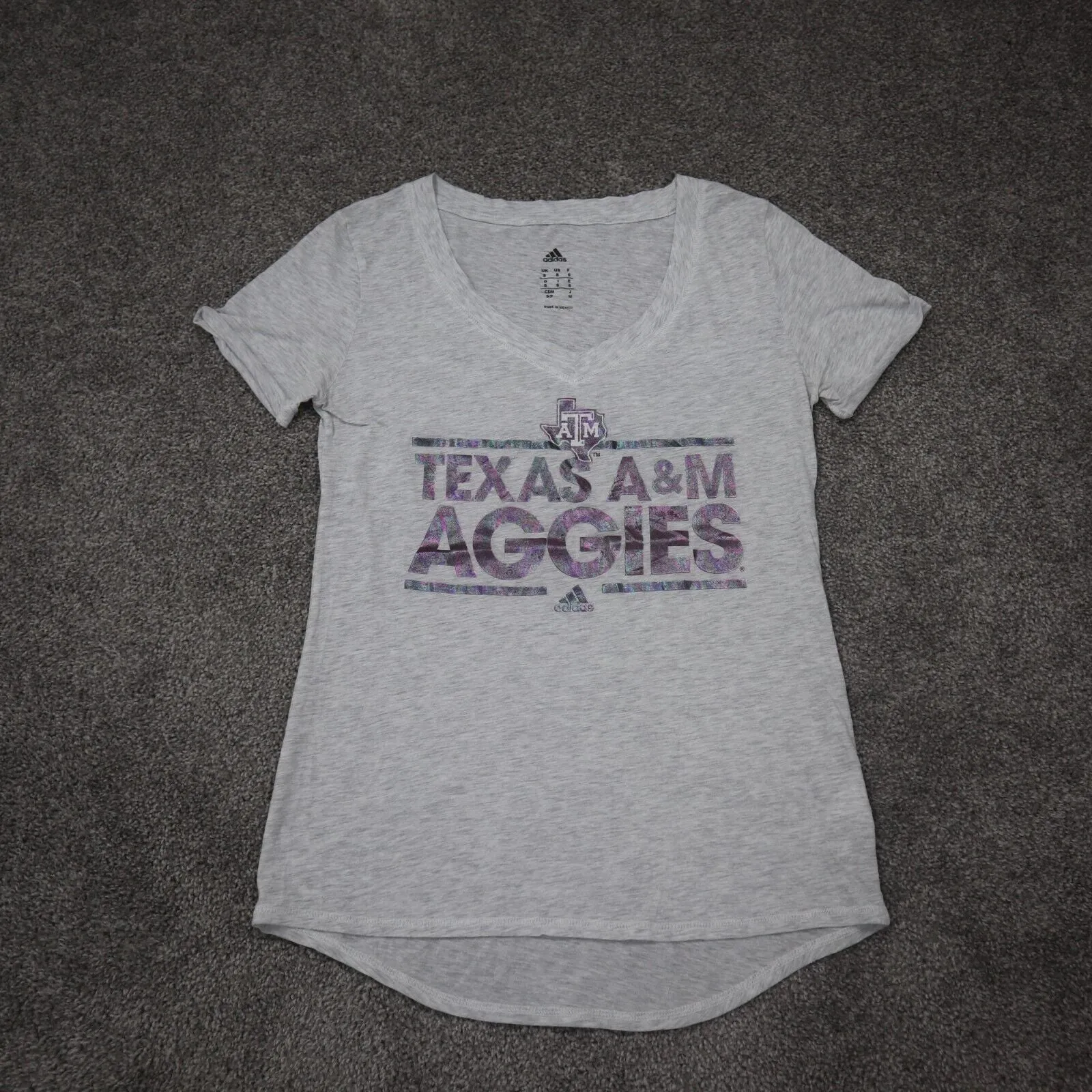 Adidas Womens Top T Shirt Graphic Print Short Sleeve Scoop Neck White Size Small