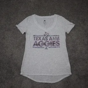Adidas Womens Top T Shirt Graphic Print Short Sleeve Scoop Neck White Size Small