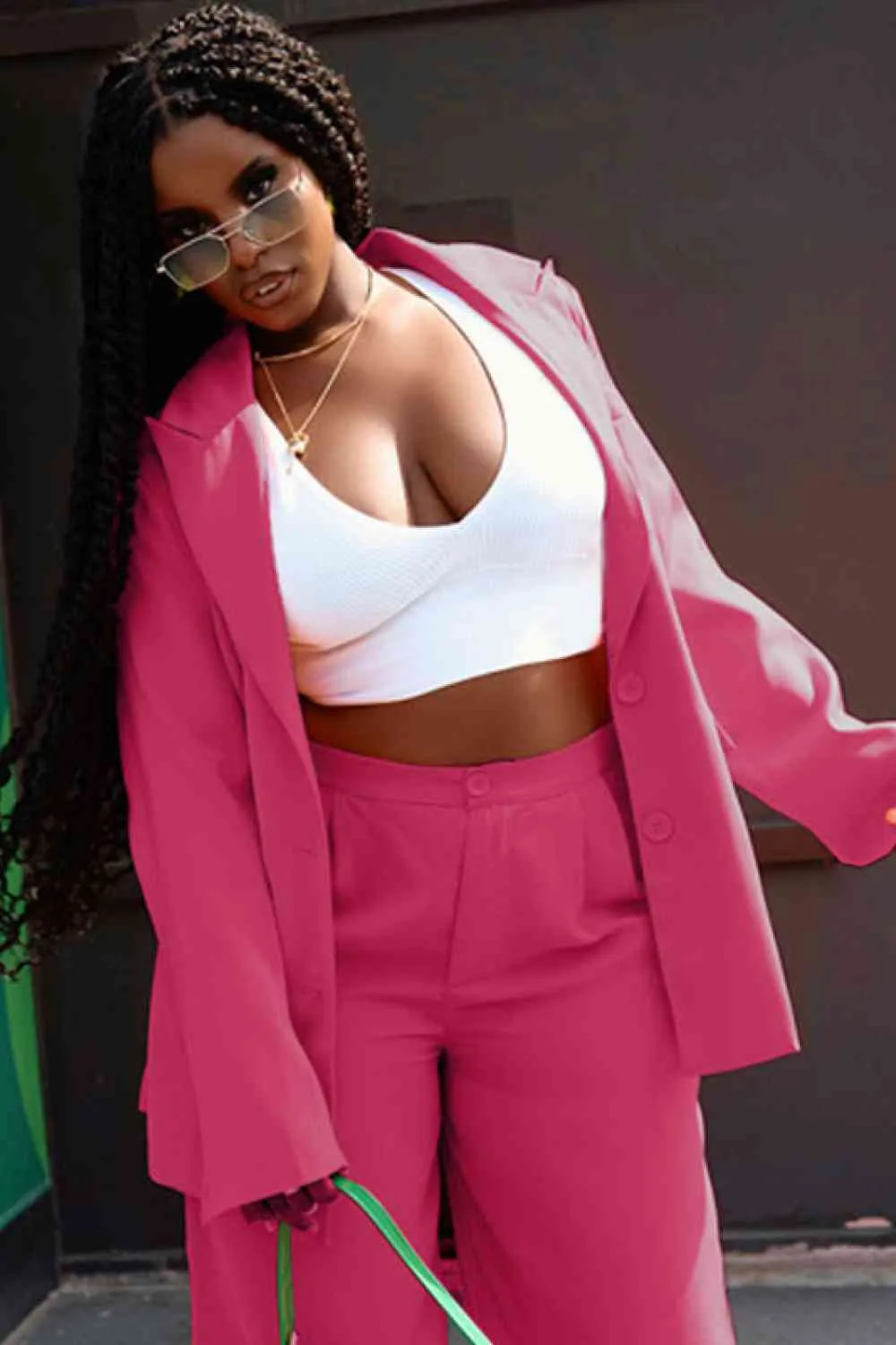 Afternoon Tea Strawberry Pink Blazer and Long Pants Set