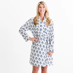 Agra Bloom Indigo Belted Robe