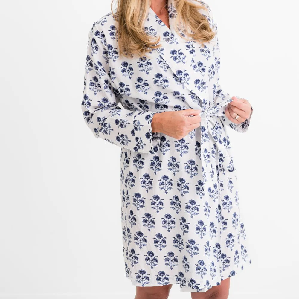 Agra Bloom Indigo Belted Robe