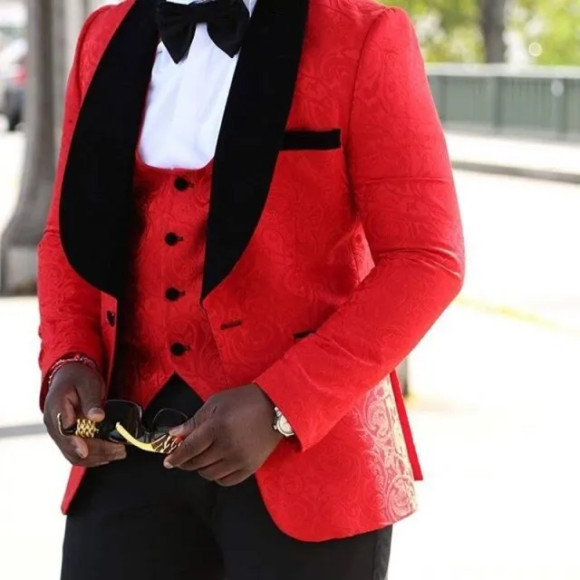 Aidase Men Suits Light Navy Blue and Black Groom Tuxedos Shawl Lapel Groomsmen Wedding Best Man ( Jacket Pants Bow Tie Vest ) C684
