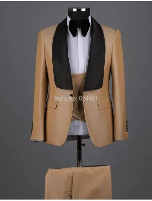 Aidase Men Suits Light Navy Blue and Black Groom Tuxedos Shawl Lapel Groomsmen Wedding Best Man ( Jacket Pants Bow Tie Vest ) C684