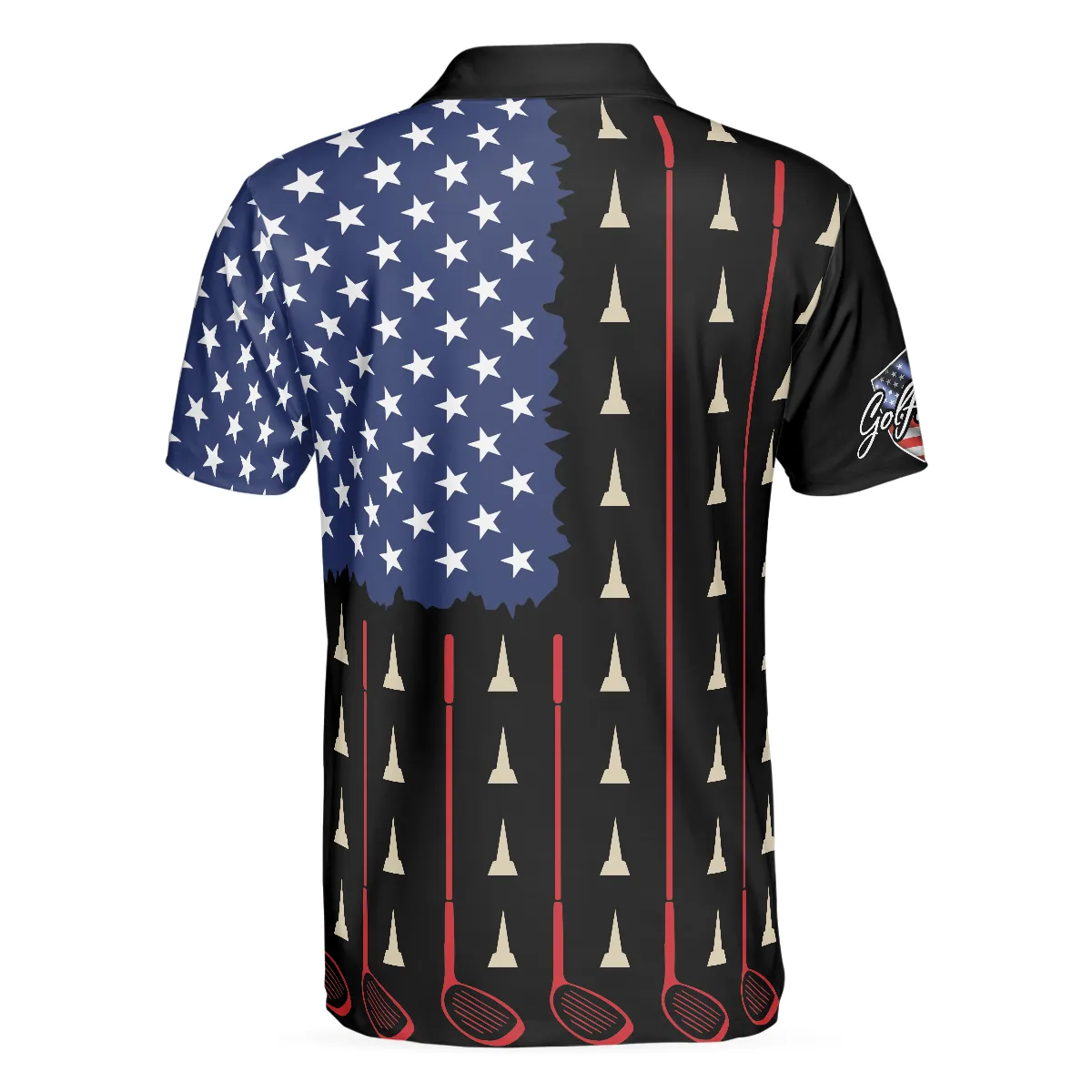 American Flag Golf Clubs Short Sleeve Polo Shirt, Golfaholic Polo Shirt, Patriotic Golf Shirt For Men