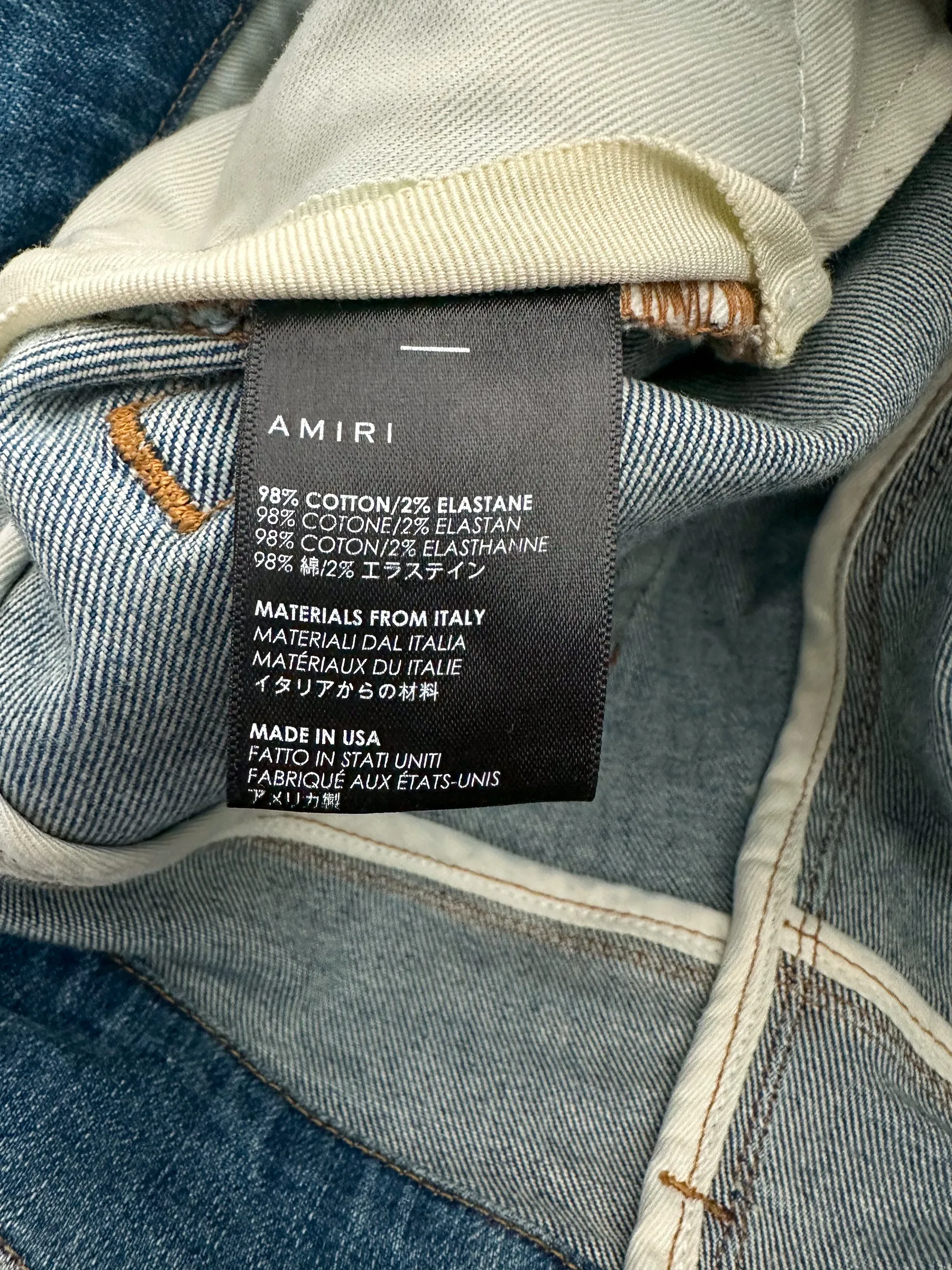 Amiri Dirty Indigo Cashmere Patch MX1 Distressed Denim