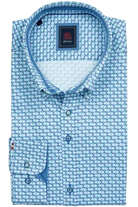 Andre Erne Long Sleeve Diamond Print Shirt - Sage