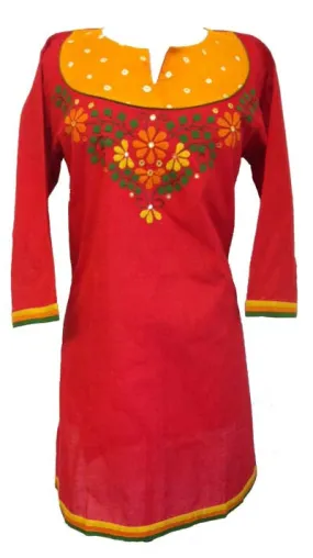 Appliqued Cotton Tunic top with Long sleeves