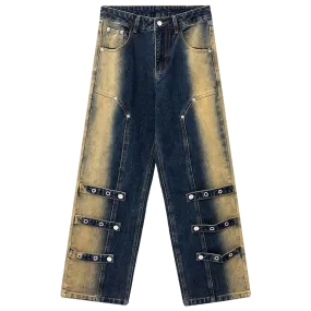 Architectural Acid Straight-Cut Denim Jeans