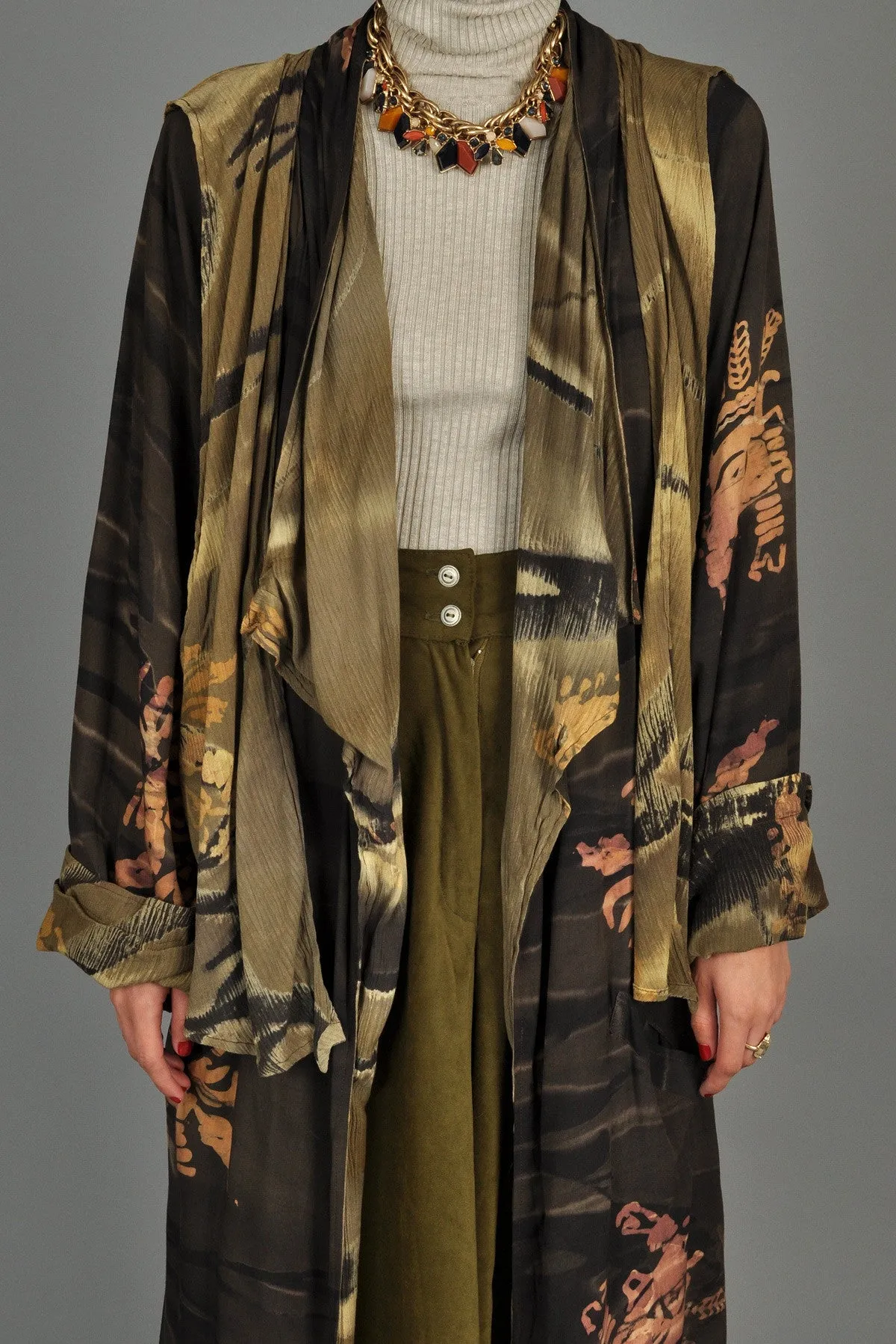 Avant Garde 1980s Bohemian Batik Draped Jacket