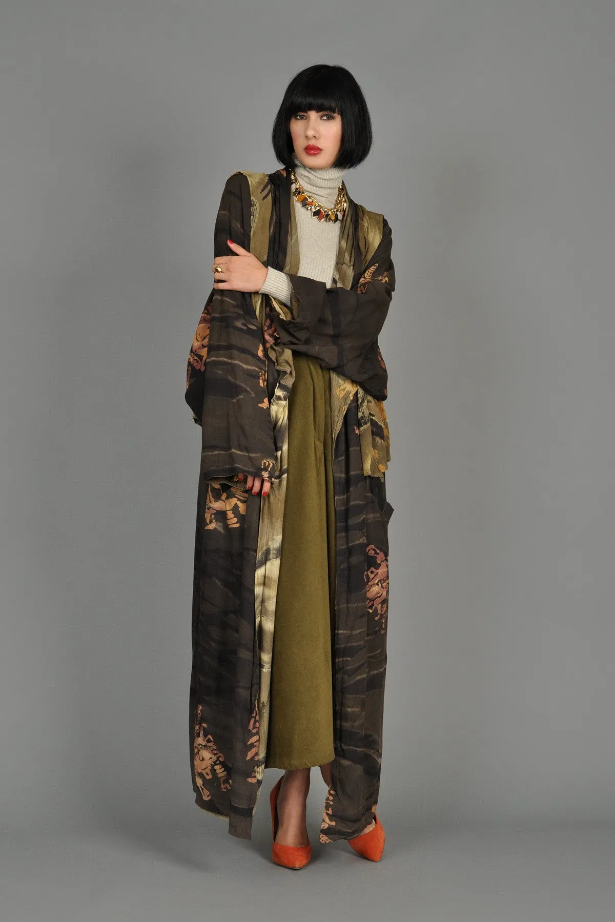 Avant Garde 1980s Bohemian Batik Draped Jacket