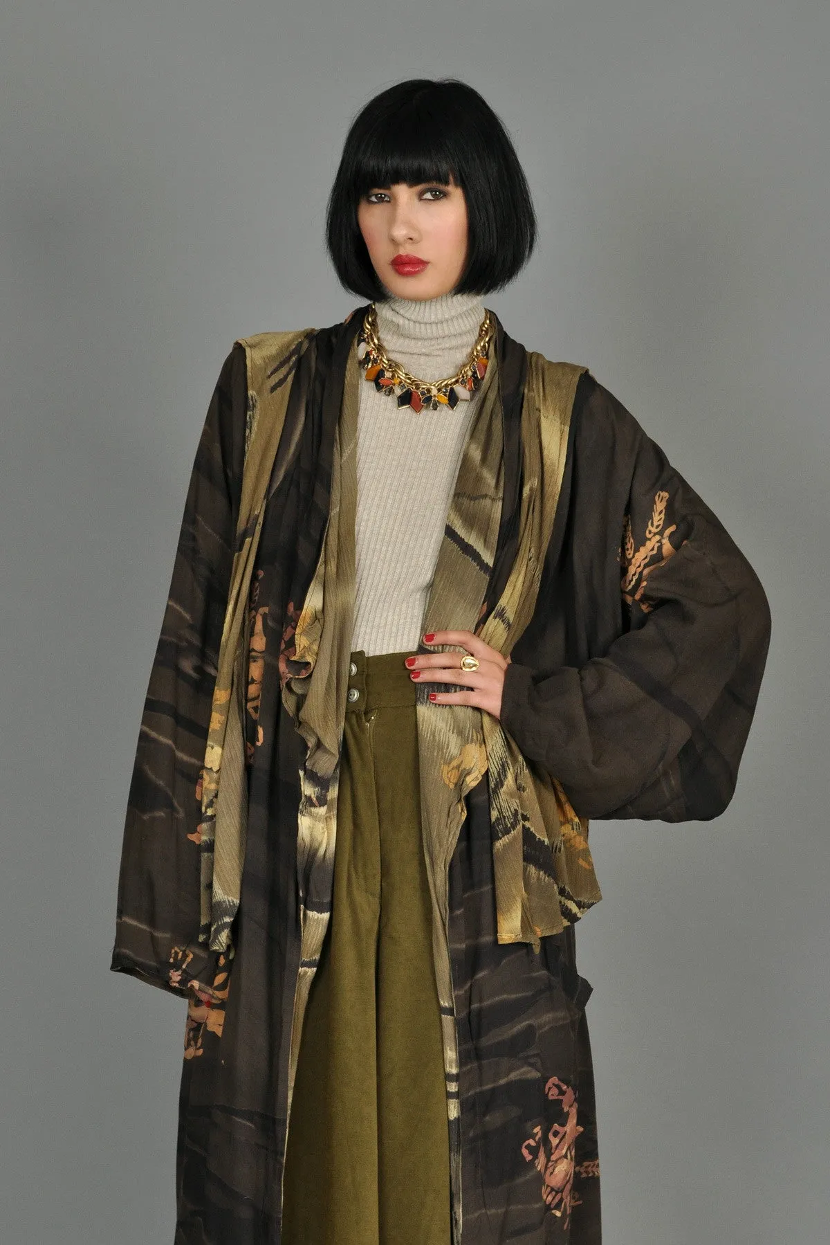 Avant Garde 1980s Bohemian Batik Draped Jacket