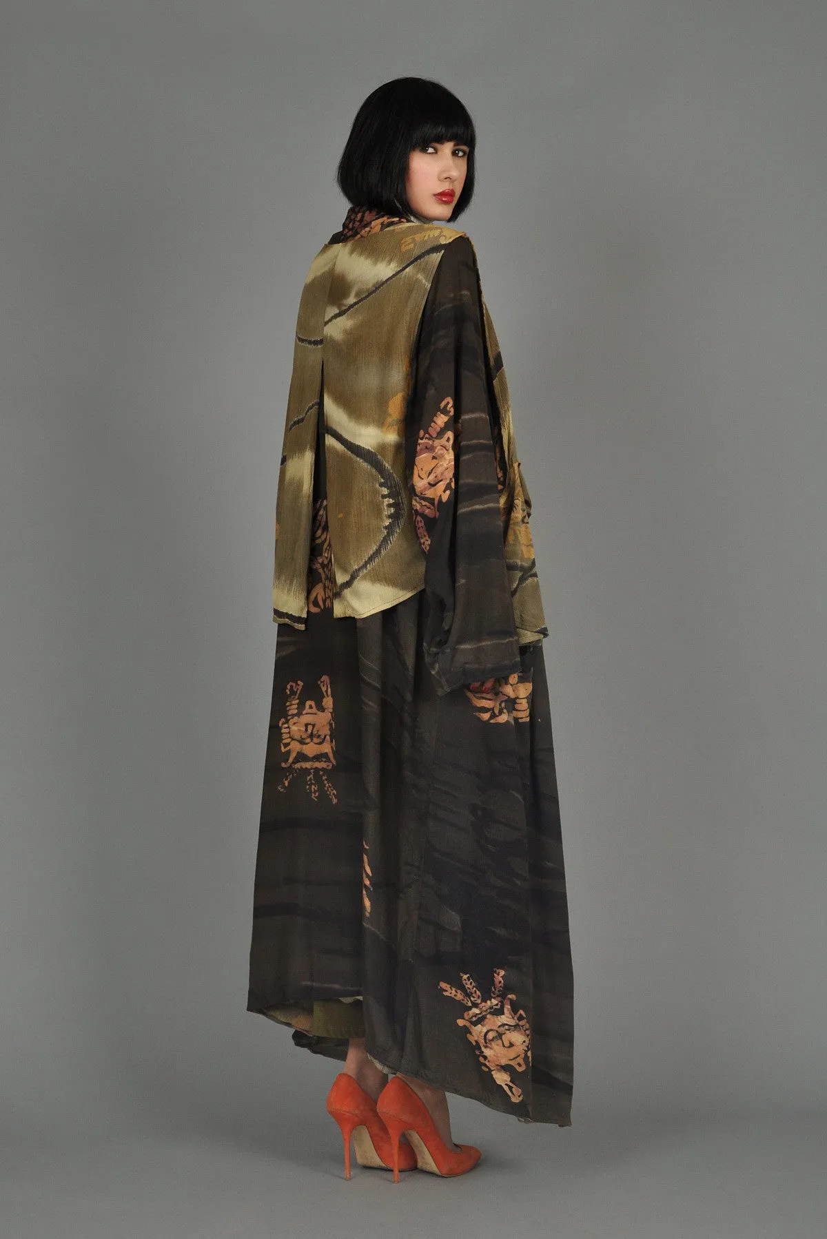 Avant Garde 1980s Bohemian Batik Draped Jacket