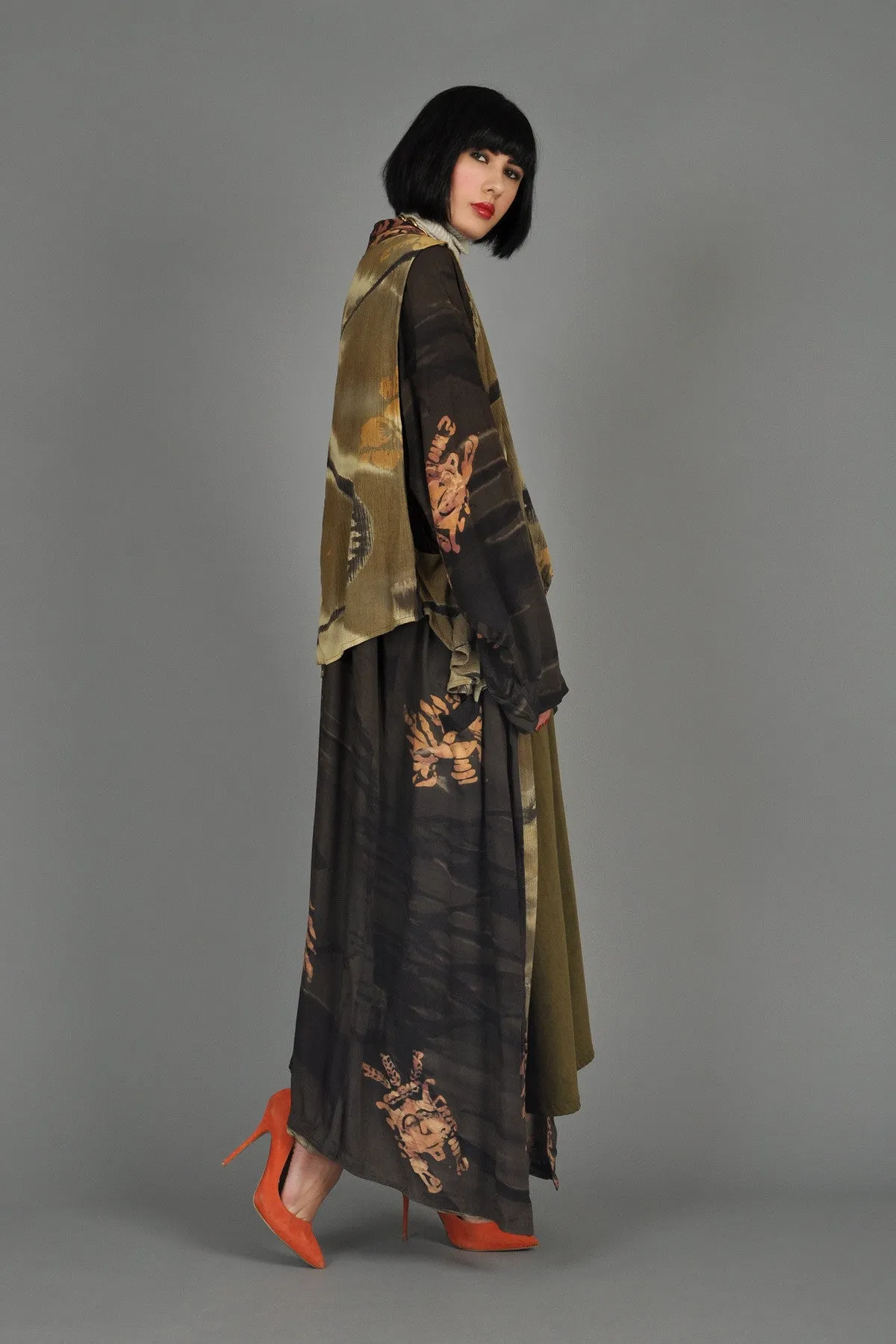Avant Garde 1980s Bohemian Batik Draped Jacket
