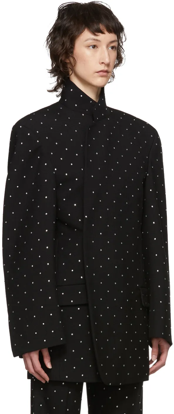 Balenciaga Black Wool Strass Shifter Blazer