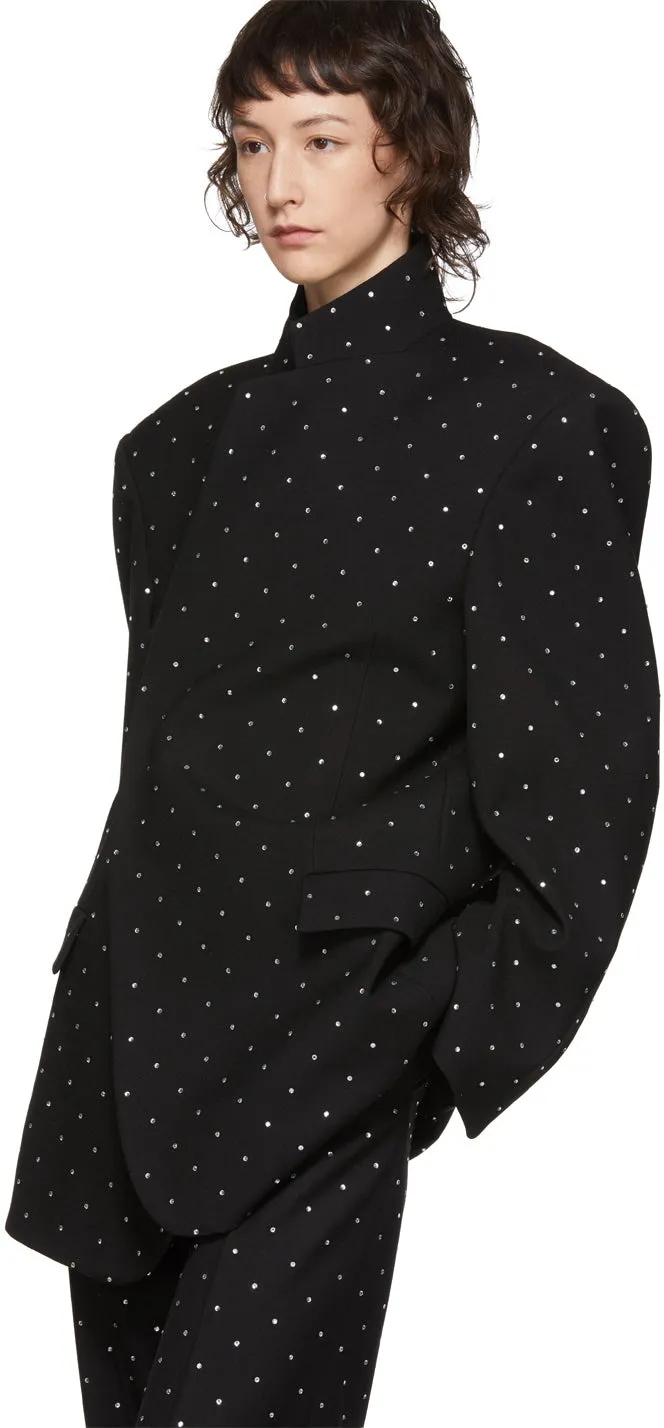 Balenciaga Black Wool Strass Shifter Blazer