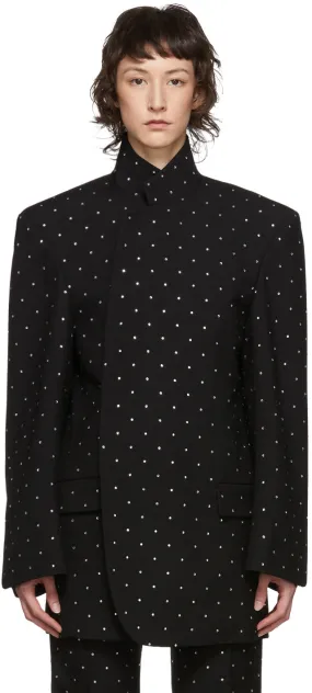 Balenciaga Black Wool Strass Shifter Blazer