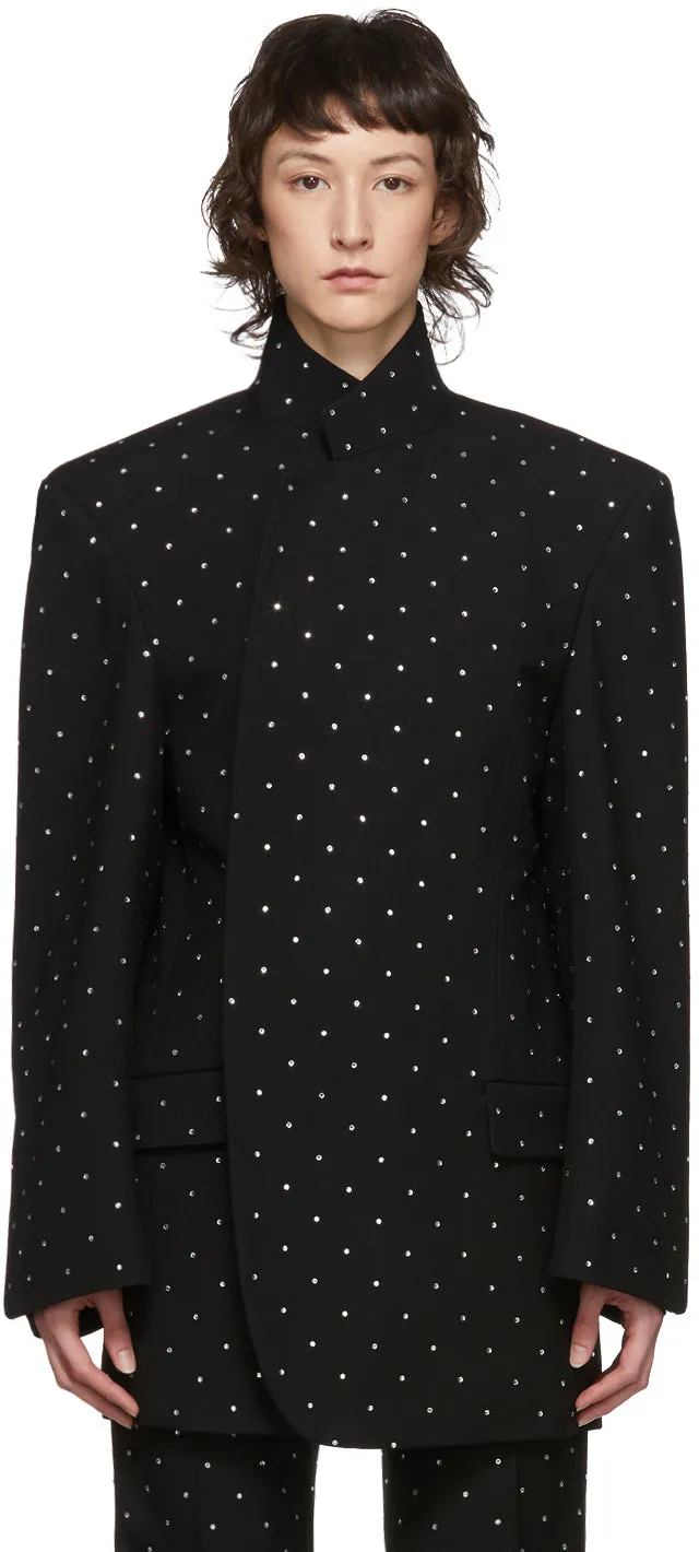Balenciaga Black Wool Strass Shifter Blazer