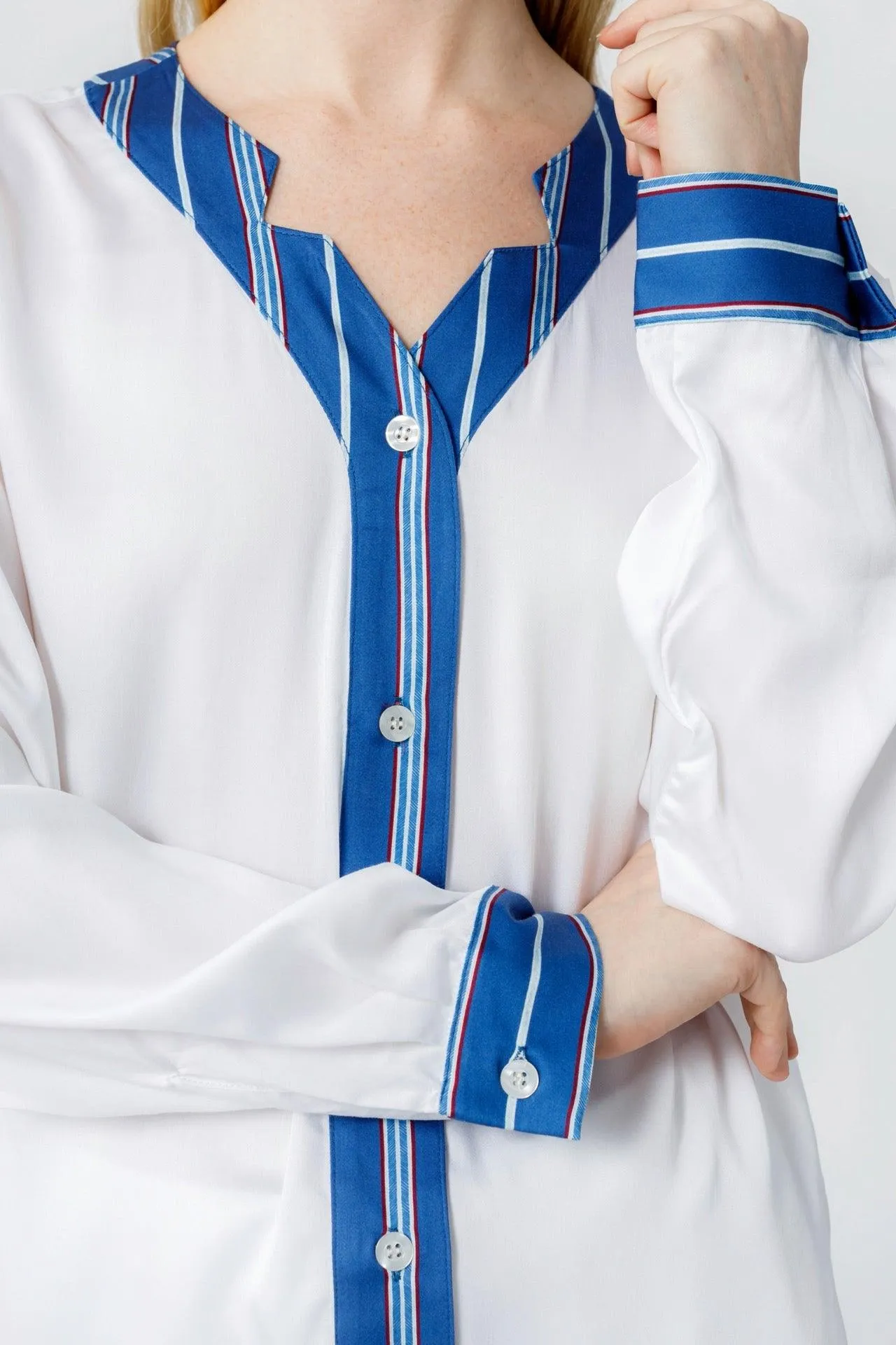 Bamboo Stripe Inset Pajama Shirt
