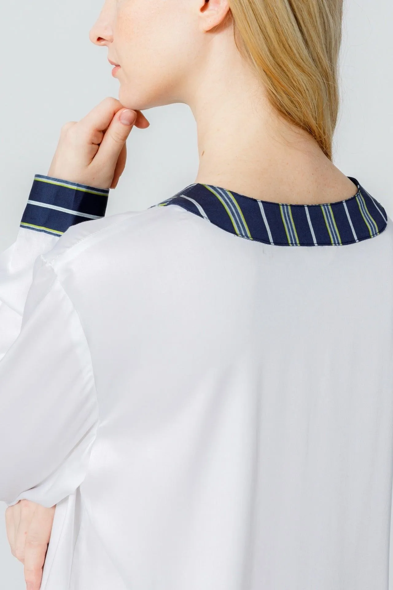 Bamboo Stripe Inset Pajama Shirt