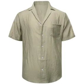 Barry Wang Sage Green Mens Shirt Short Sleeves Winsdor Collar Shirt