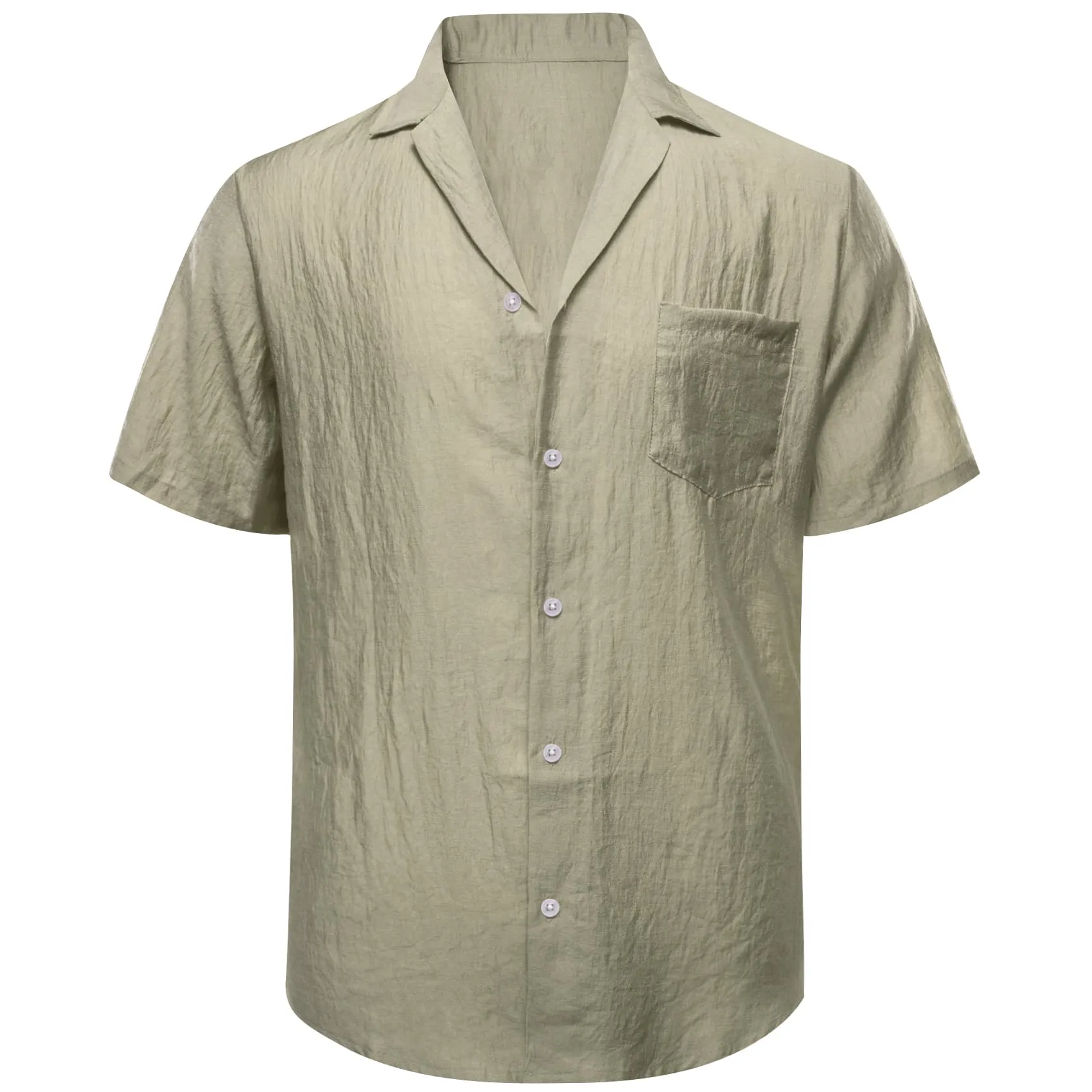 Barry Wang Sage Green Mens Shirt Short Sleeves Winsdor Collar Shirt