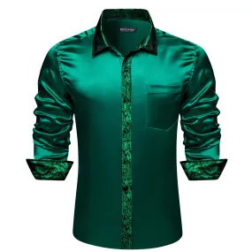 Barry.wang Green Splicing Men Business Shirt