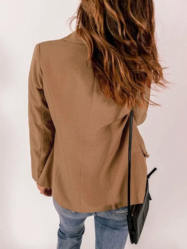 Basic Long Sleeve Open Front Blazer for Women