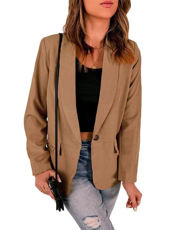 Basic Long Sleeve Open Front Blazer for Women