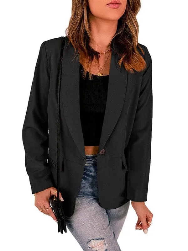 Basic Long Sleeve Open Front Blazer for Women